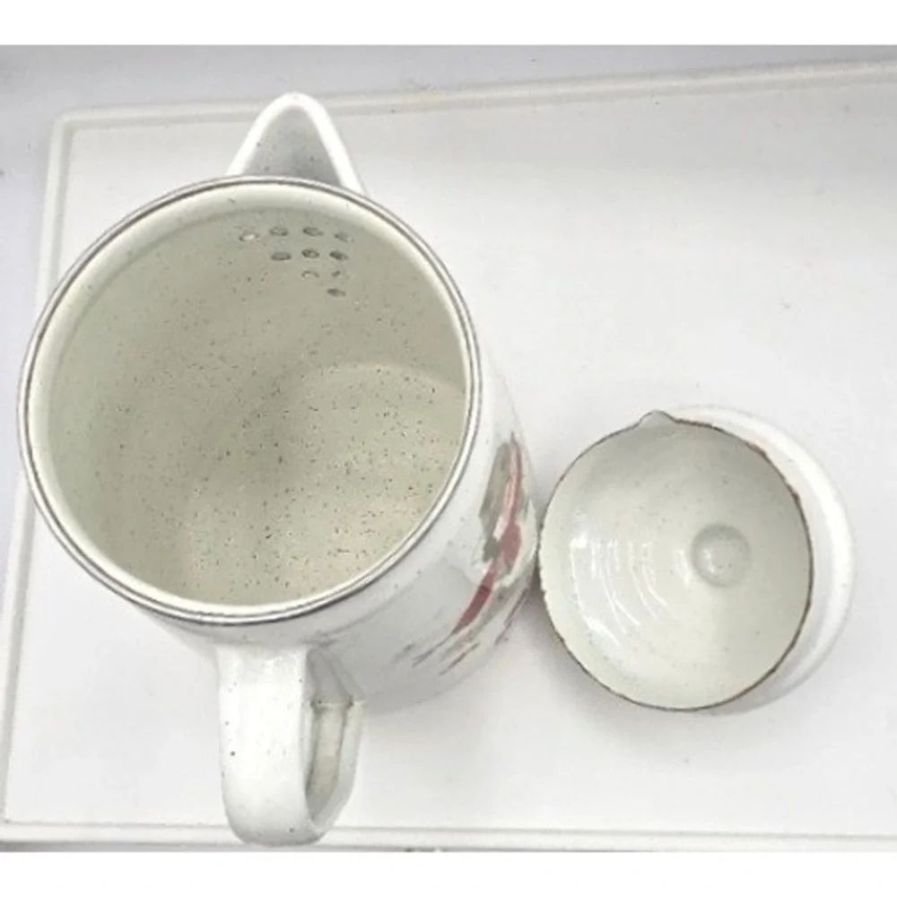 Vintage Enamelware Snowman‎ Coffee Pot Teapot